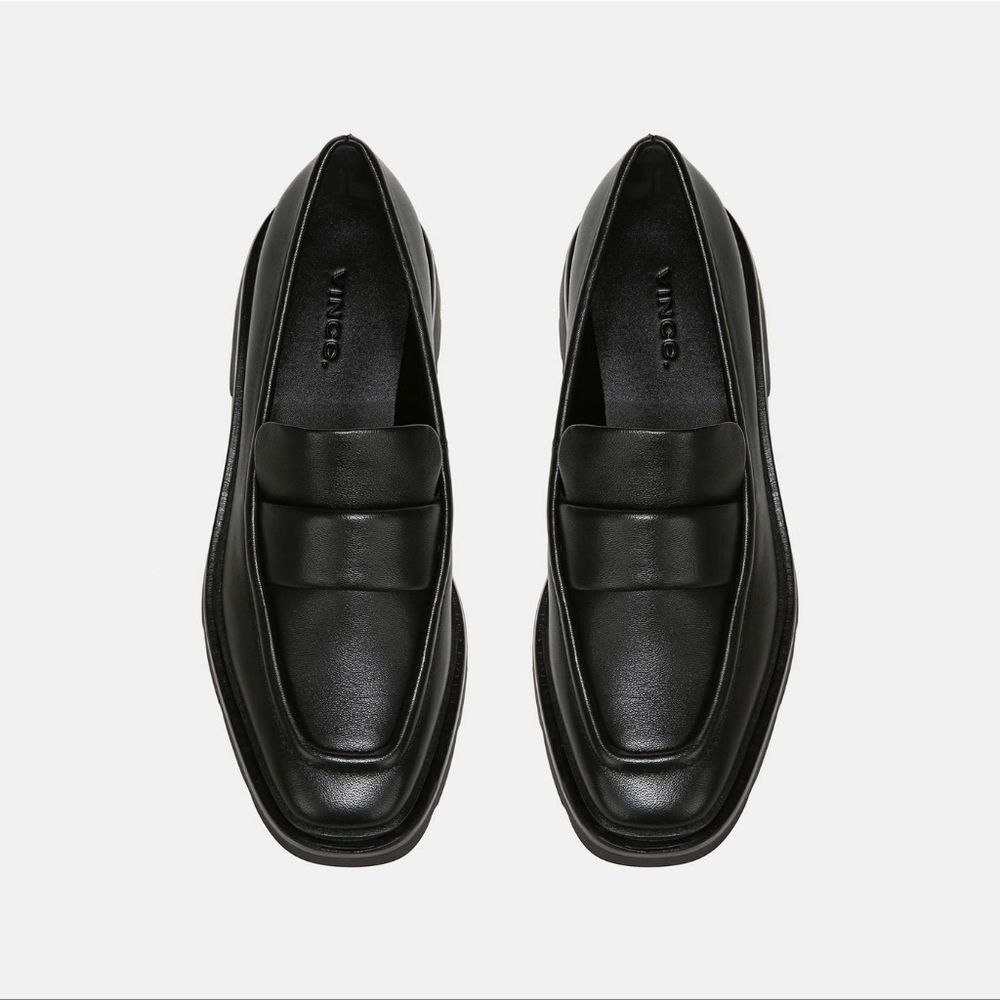 Vince Robin Leather Lug Sole Penny Loafer in Black